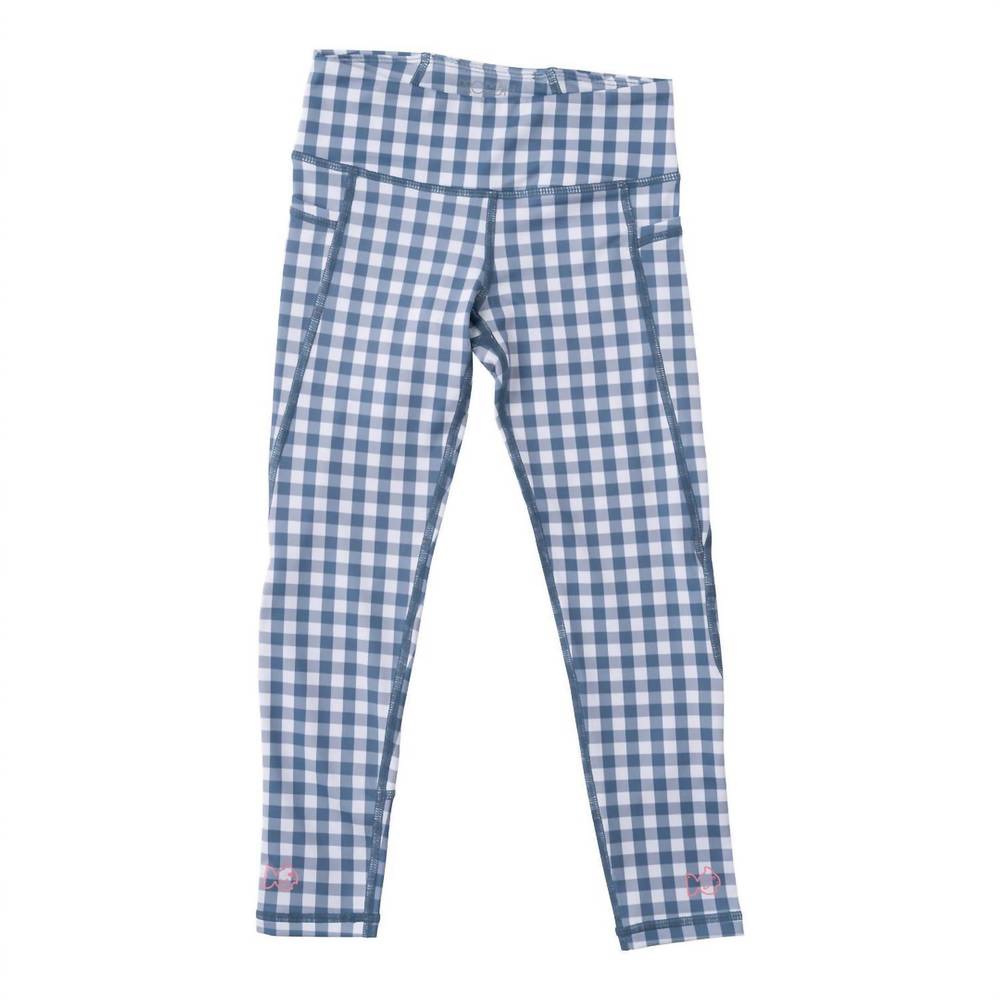 NEW PRODOH girls' athletic legging in bluefin gingham
